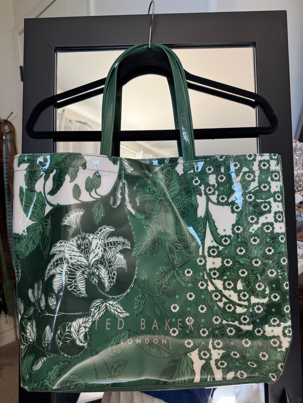 Ted Baker Green and White Floral Patent Tote